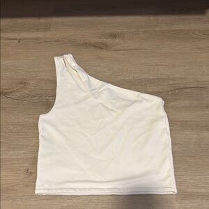 Elegant One-Shoulder Cream Tank Top